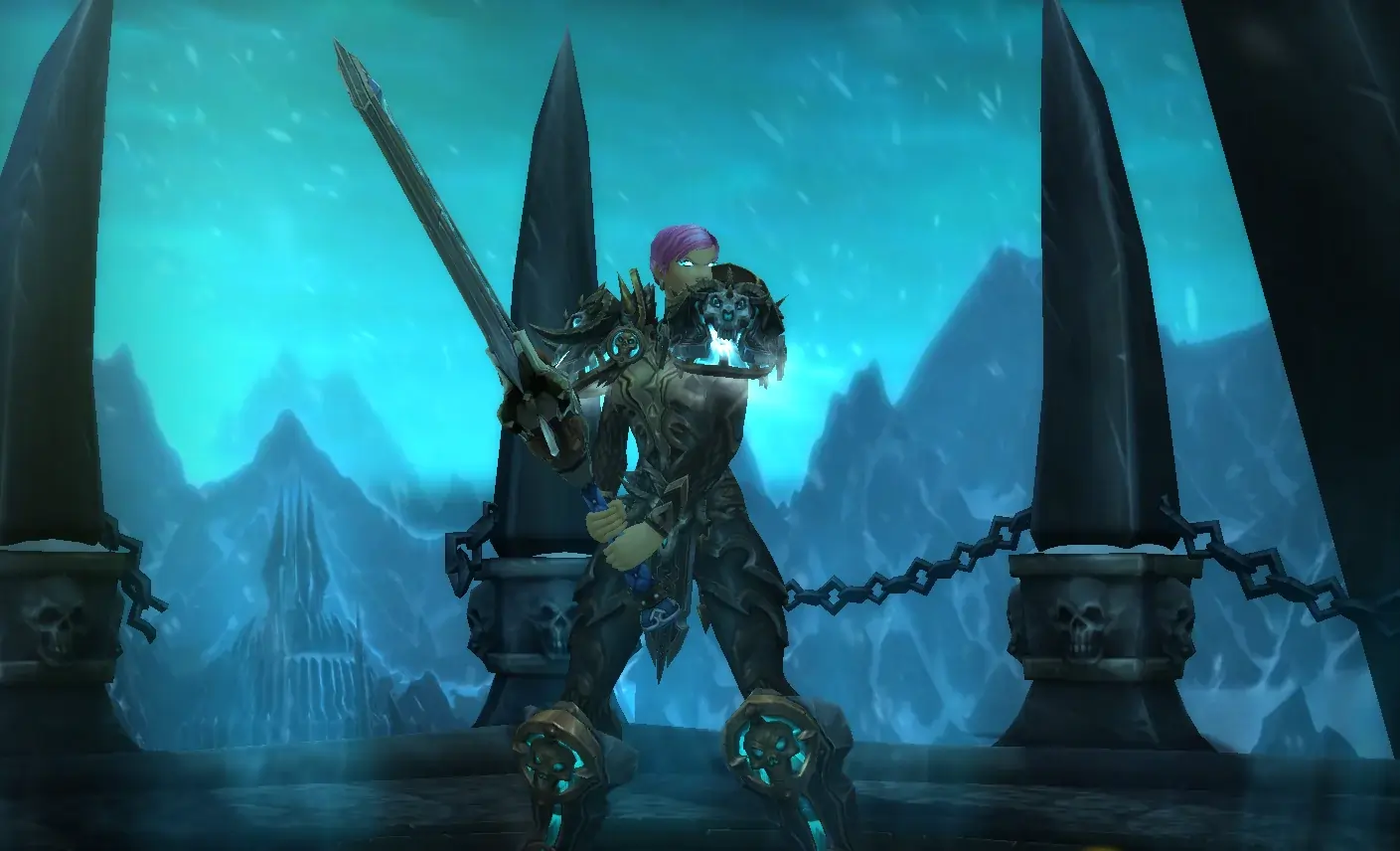 Image of a Death Knight character from world of warcraft login page
