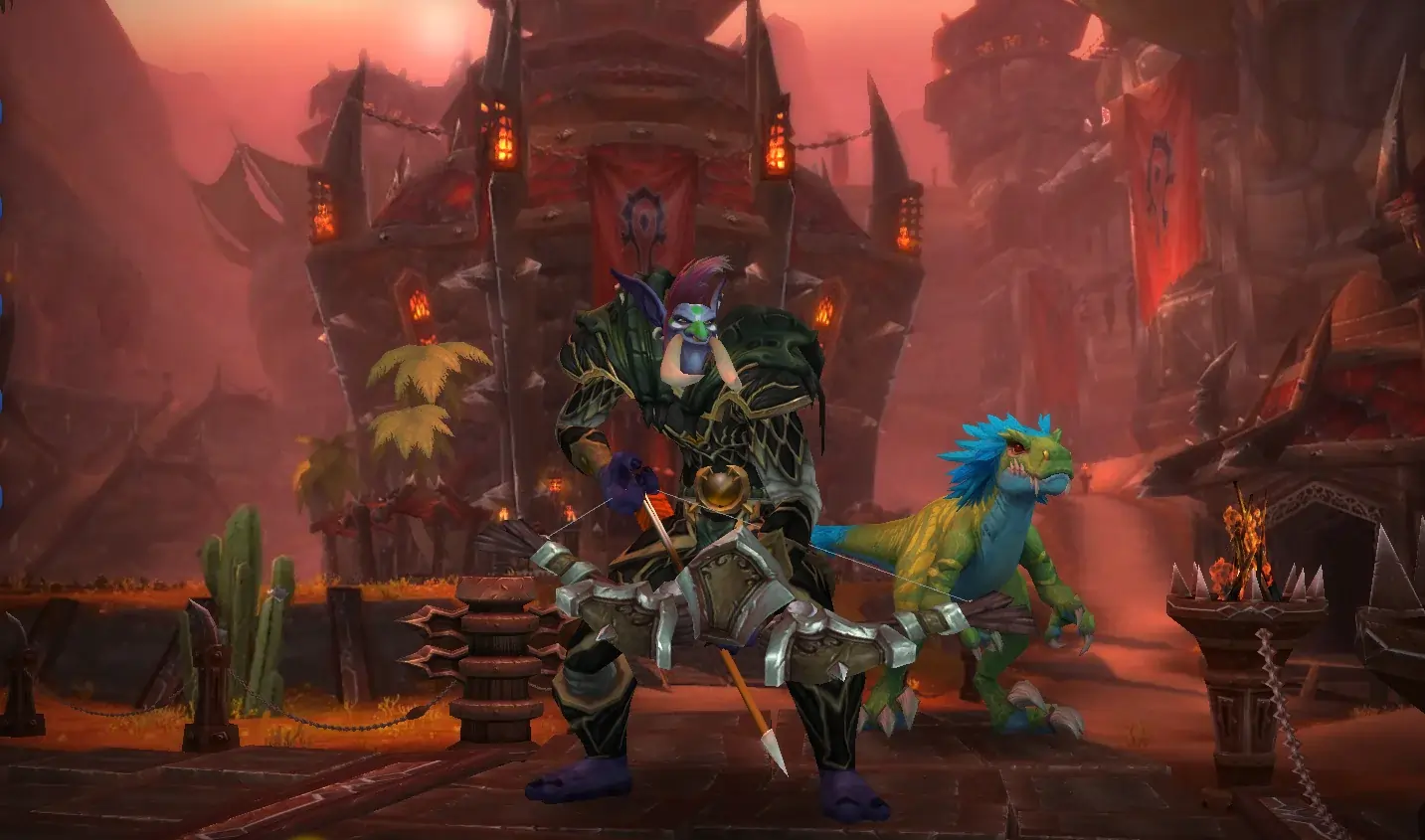 Image of a Hunter character from world of warcraft login page