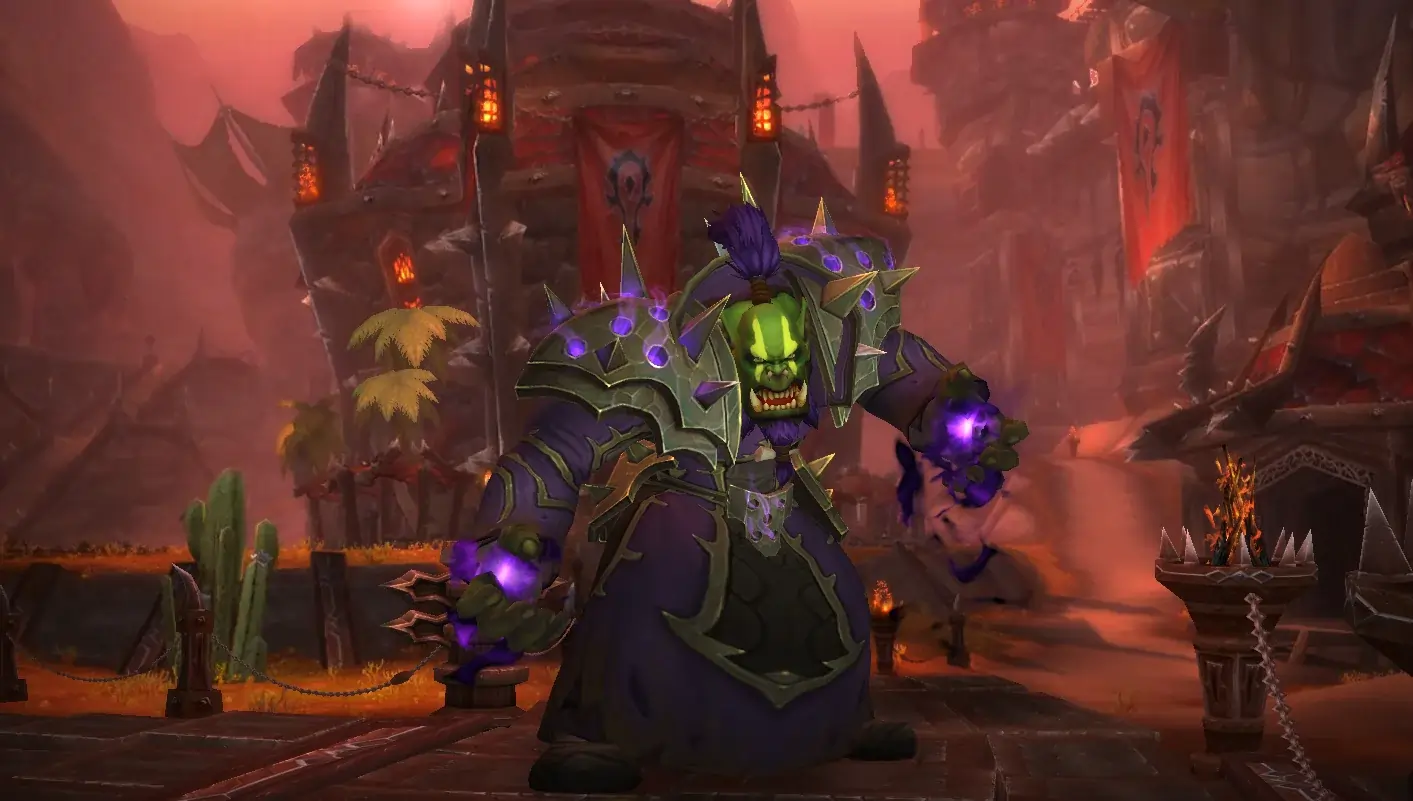 Image of a Warlock character from world of warcraft login page